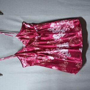 Delta Burke Sleepwear 2X Floral Chemise Negligee Maroon Adjustable Strap